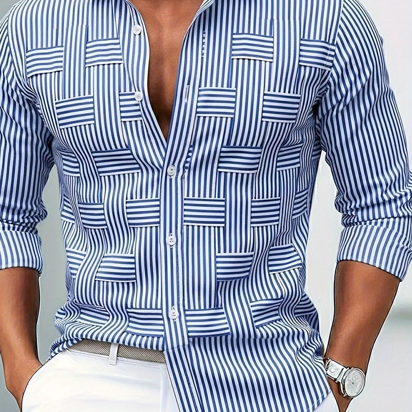Emerson | Camicia da uomo a righe vintage a maniche lunghe