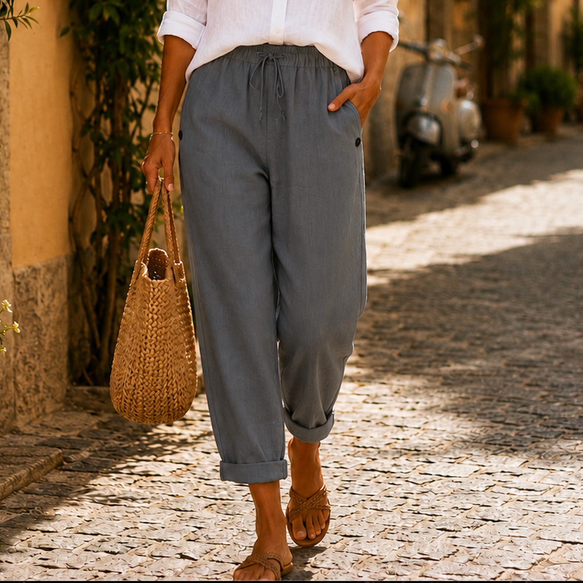 Rosa | Pantaloni di Lino Leggeri